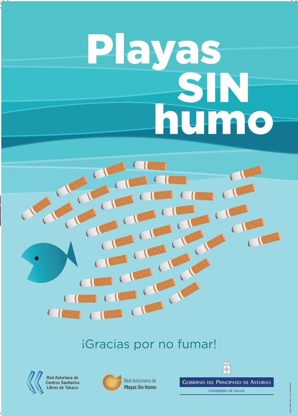 Cartel oficial de las Playas sin humo de Asturias